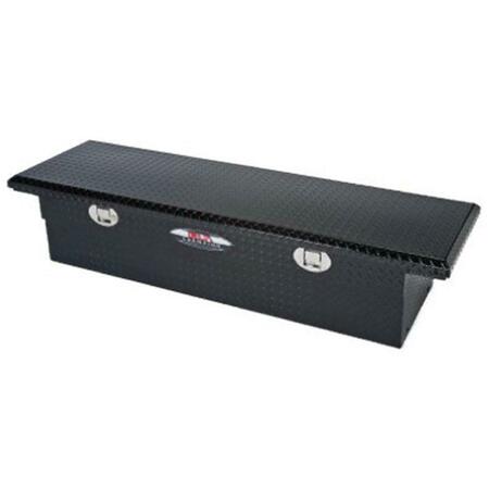 TOTALTURF 1-351002 Single Lid Aluminum Low Profile, Truck Crossover Tool Box - Black TO137695